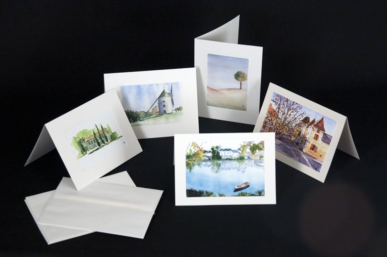 Greeting cards with Marion's landscape paintings