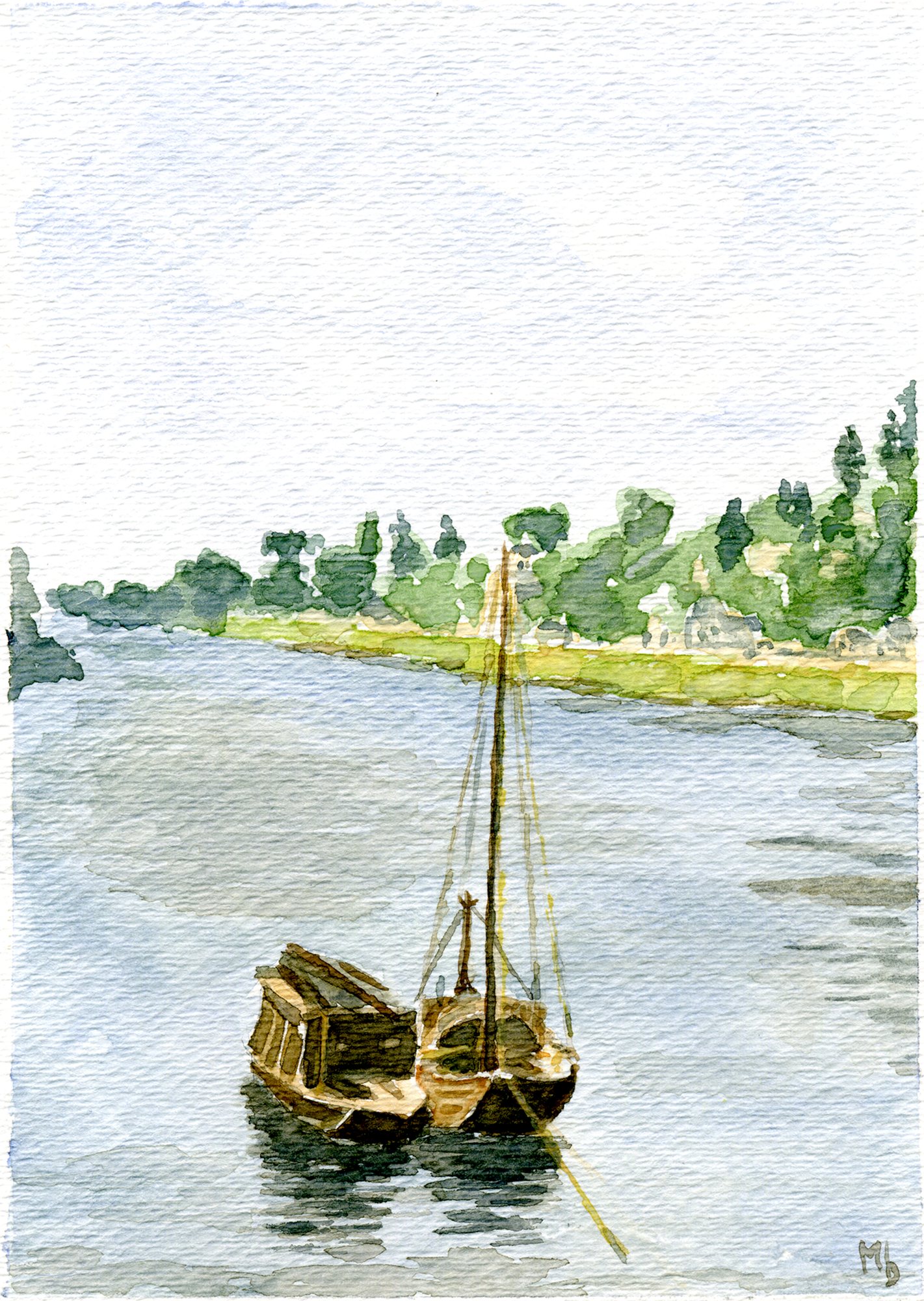 Medieval Barge, a painting by Marion Bermondy