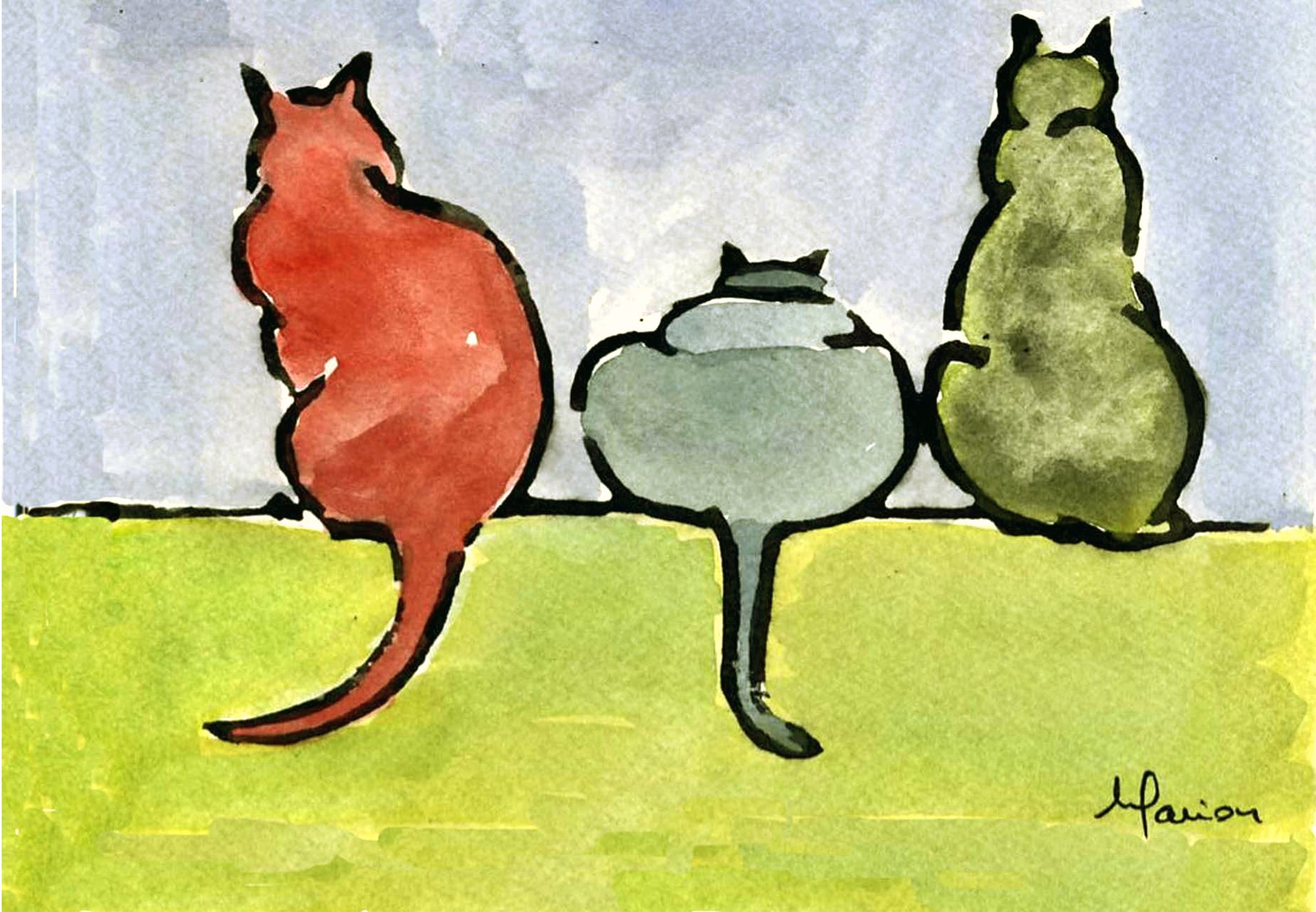 Three Kitties, a painting by Marion Bermondy